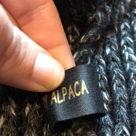 Black gray striped open cardigan alpaca sweater - Picture 6 of 7